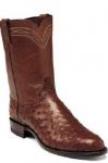 Justin Chocolate Full Quill Ostrich Ropers